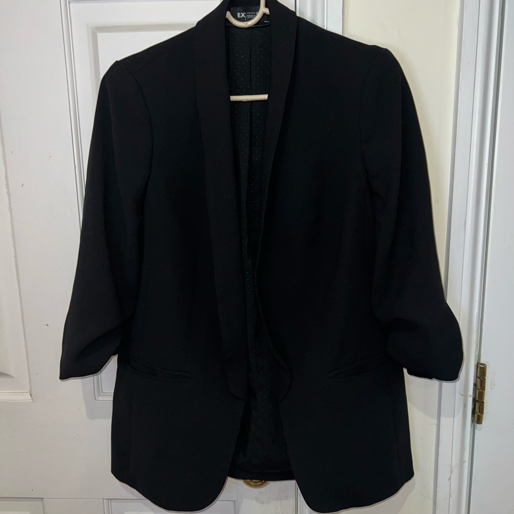 Express boyfriend blazer with ruched sleeves